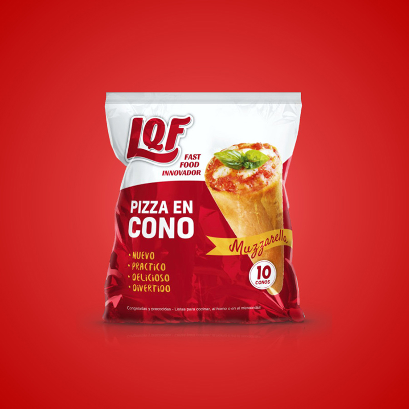 Branding y packaging LQF pizza en cono
